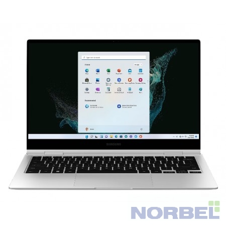 Samsung Ноутбук Galaxy Book 2 Pro 360 NP930 Core i7 1260P 16Gb SSD512Gb Intel Iris Xe graphics 13.3" AMOLED Touch FHD 1920x1080 Windows 11 Home English silver WiFi BT Cam NP930QED-KB2IN 360