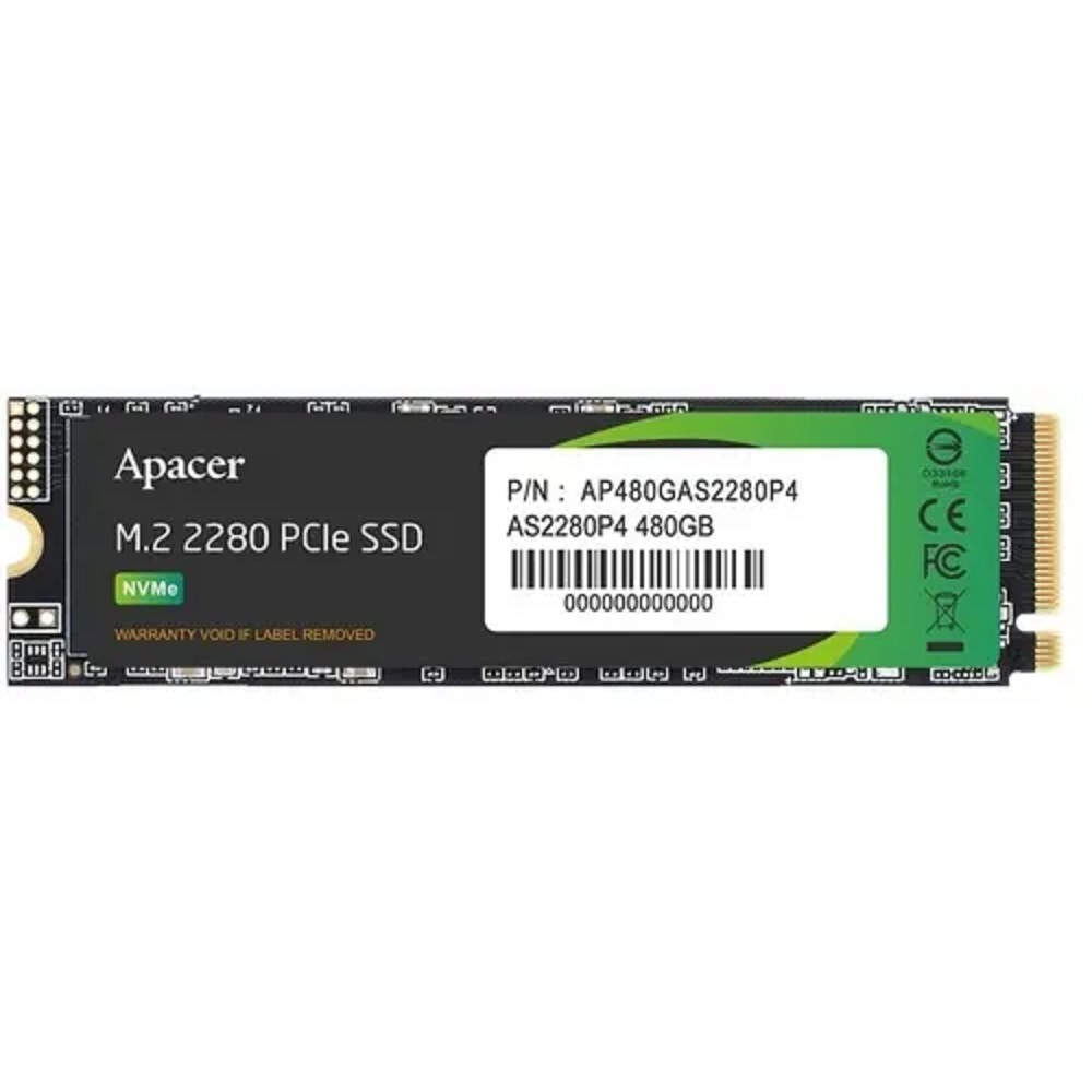 Apacer Накопитель SSD М.2 2280 AS2280P4 PCIe Gen3x2 with NVMe 480GB <AP480GAS2280P4-1> 3D TLC