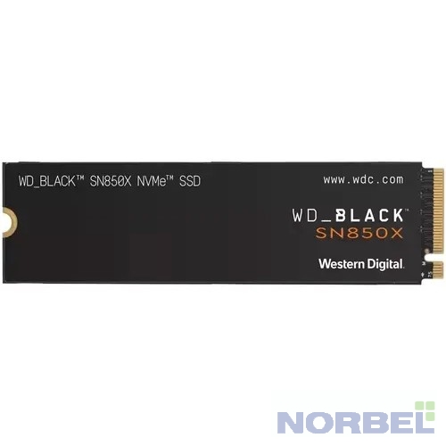 Western digital накопитель WD SSD Black SN850X, 1.0TB, M.2 22x80mm , NVMe, PCIe 4.0 x4, WDS100T2X0E
