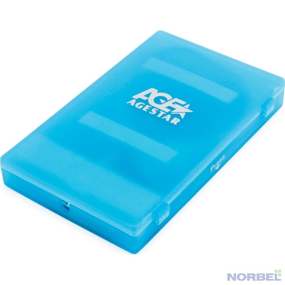 AgeStar Контейнер для HDD SUBCP1 Внешний корпус 2.5" SATA HDD SSD blue USB2.0, пластик, безвинтовая конструкция SUBCP1 BLUE