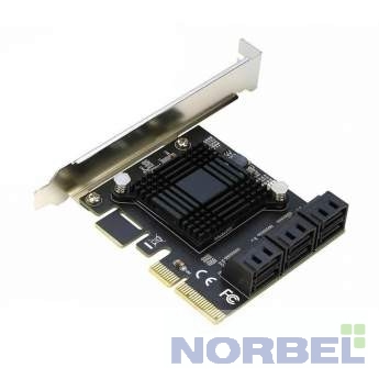 STLab Контроллер ORIENT A1166S6, Контроллер PCI-Ex4 v3.0, SATA3.0 6Gb s, 6-port int, ASM1166 chipset, oem