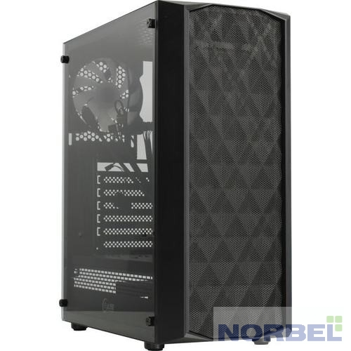 Powercase Корпус CMDM-L1 Корпус Diamond Mesh LED, Tempered Glass, 1x 120mm 5-color fan, чёрный, ATX CMDM-L1