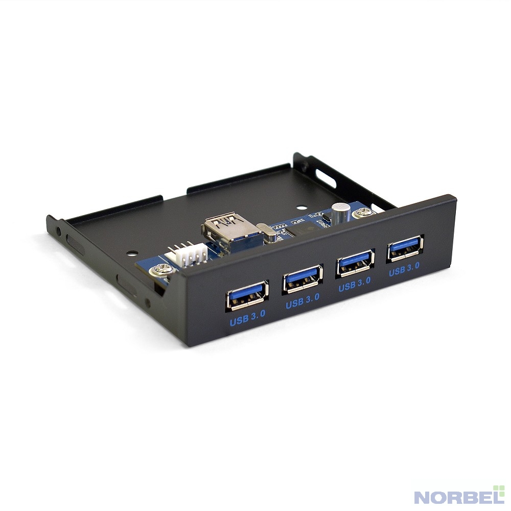 EXEGATE Рельсы для всех видов корпусов EX283580RUS Планка USB на переднюю панель U3H-625, 3,5", 4 USB3.0, черная, металл, подсоединение к мат. плате