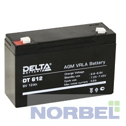 Delta батареи DT 612 12А ч, 6В свинцово- кислотный аккумулятор