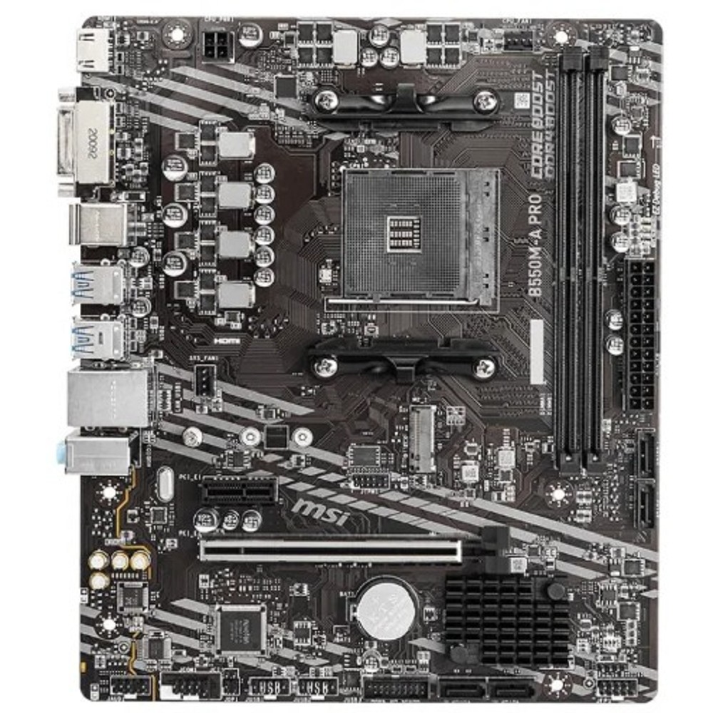 MicroStar Материнская плата MSI B550M-A PRO Soc-AM4 AMD B550 2xDDR4 mATX AC 97 8ch 7.1 GbLAN RAID+DVI+HDMI