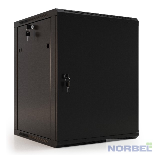 Hyperline Монтажный шкаф TWB-0945-SR-RAL9004 шкаф настенный 19-дюймовый 19" , 9U, 500x600x450 мм, металлическая передняя дверь с замком, две боковые панели, цвет черный RAL 9004 разобранный