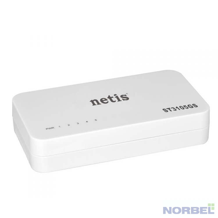 Netis Сетевое оборудование ST3105GS Коммутатор, неуправляемый, 5-портовый гигабитный 10 100 1000 Мбит с, настольный, пластиковый корпус