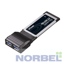 D-Link Сетевое оборудование DUB-1320 A1A 2-портовый USB 3.0 адаптер для шины ExpressCard