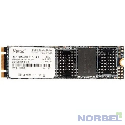 Netac Твердотельный накопитель N535N M.2 2280 SATAIII 3D NAND SSD 512GB, R W up to 540 490MB s NT01N535N-512G-N8X