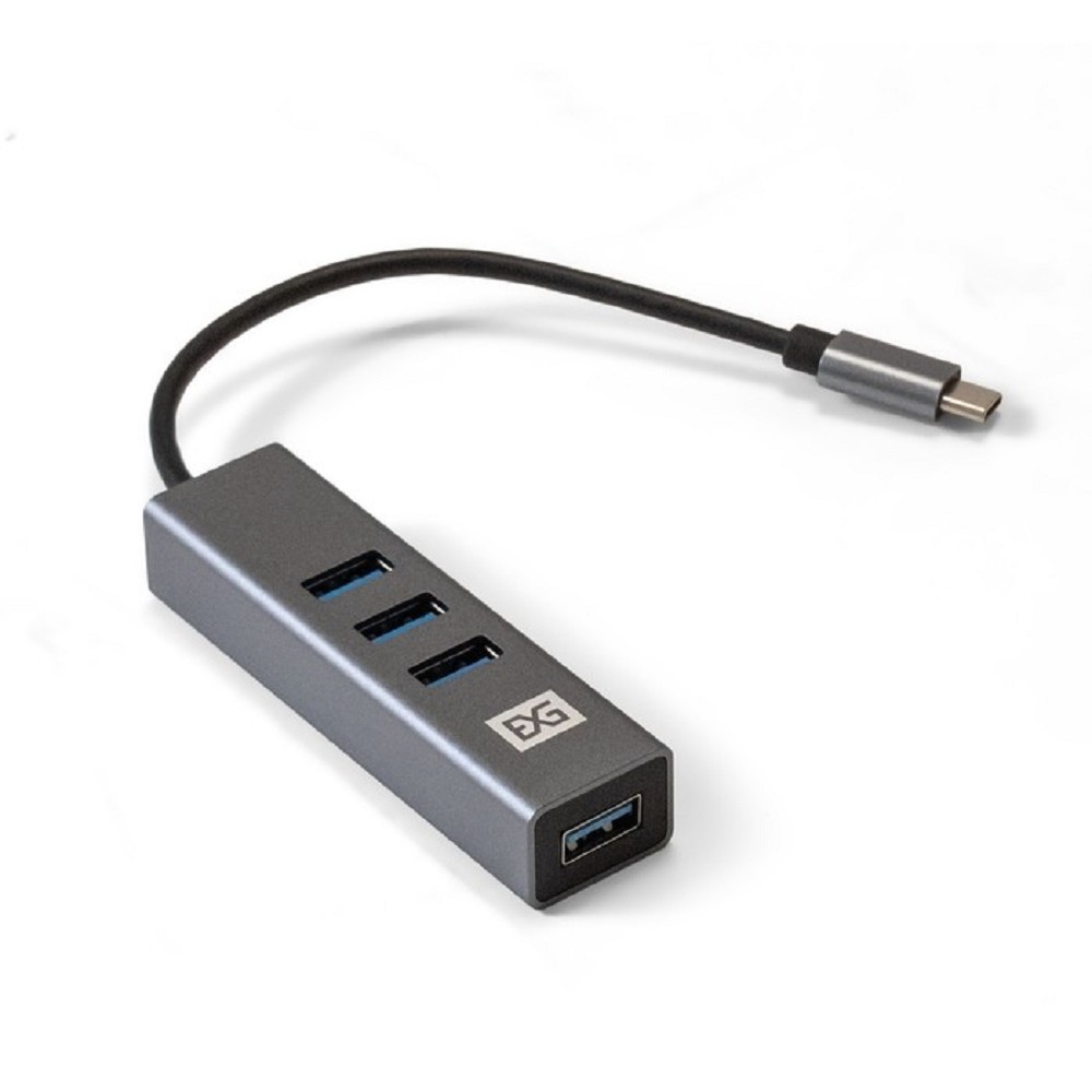 EXEGATE USB-концентраторы EX293987RUS USB-Хаб концентратор DUB-4TC кабель-адаптер USB Type C --> 4xUSB3.0, Plug&Play, серебристый