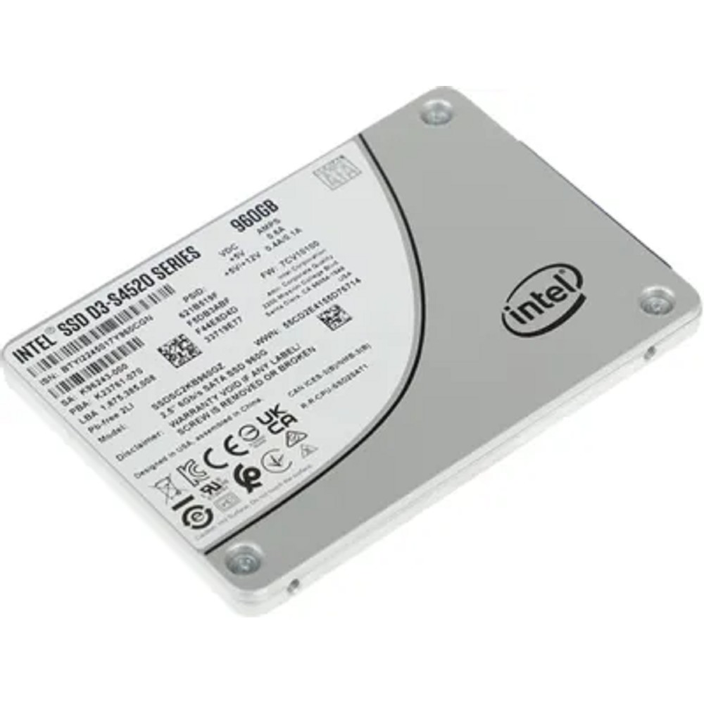 Intel накопитель SSD D3-S4520 Series, 960GB, 2.5" 7mm, SATA3, TLC, SSDSC2KB960GZ01