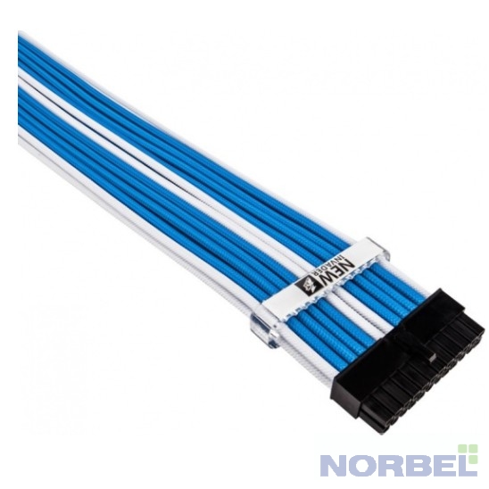 1STPLAYER Комплект кабелей-удлинителей для БП SKY-001 1x24pin ATX, 2xP8 4+4 pin EPS, 2xP8 6+2 pin PCI-E premium nylon 350mm SKY BLUE
