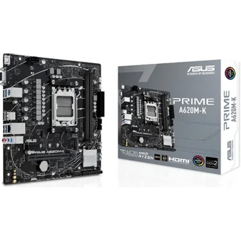 Asus Материнская плата PRIME A620M-K Socket AM5, mATX, 2xDDR5 96GB , VGA HDMI, 1xPCIe 4.0x16 1xPCIe 3.0, 1xLAN, 4xSATA 6Gb s, 1xM.2, 4xUSB 3.2, 2xUSB 2.0, 1xPS 2