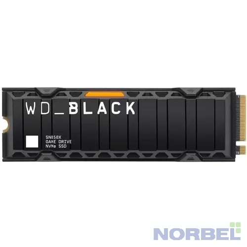 Western digital накопитель WD SSD Black SN850X, 1.0TB, M.2 22x80mm , WDS100T2XHE NVMe, PCIe 4.0 x4, 3D TLC, R W 7300 6300MB s, IOPs 800 000 1 100 000, TBW 600, DWPD 0.3, with Heat Spreader 12 мес.