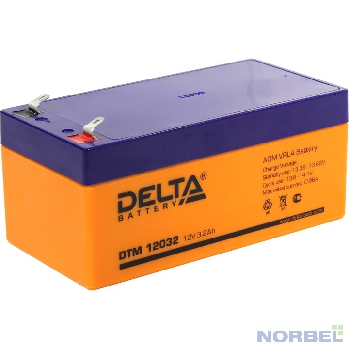 Delta батареи DTM 12032 3.2 А ч, 12В свинцово- кислотный аккумулятор