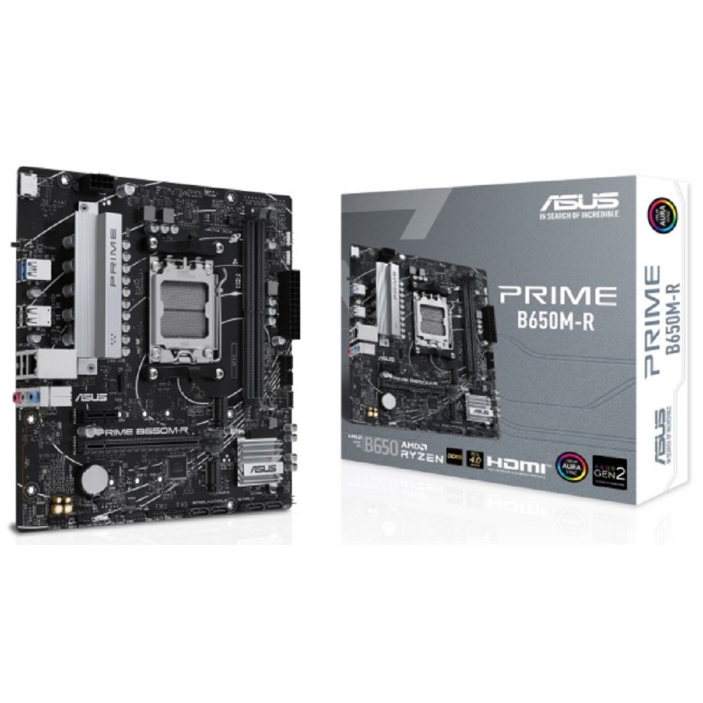 Asus Материнская плата PRIME B650M-R Socket AM5, mATX, 2xDDR5 96GB , HDMI 2.1, 1xPCIe 4.0x16 1xPCIe 4.0, 1xLAN 2.5GbE , 4xSATA 6Gb s, 2xM.2, 2xUSB 3.2, 4xUSB 2.0