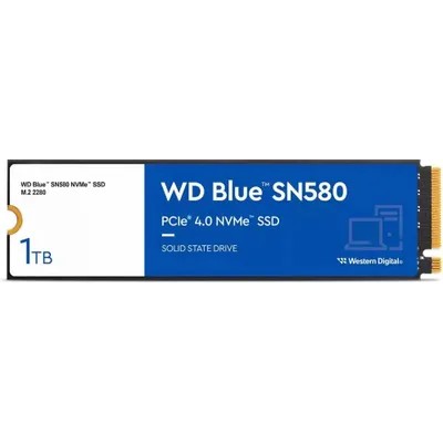 Western digital накопитель WD SSD Blue SN580 NVMe, 1000GB, M.2 22x80mm , NVMe, PCIe 3.0 x4, 3D TLC, WDS100T3B0E