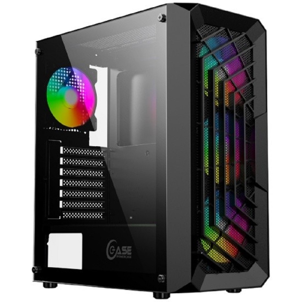 Powercase Корпус Mistral C4B, Tempered Glass, 4x 120mm 5-color fan, чёрный, ATX CMICB-L4