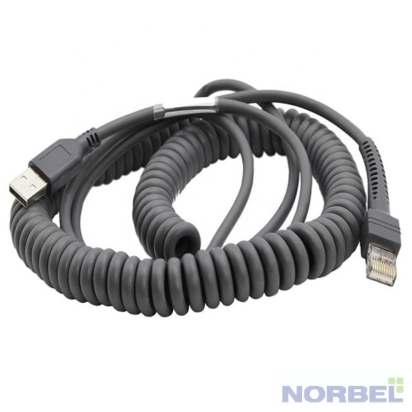 Zebra Technologies Кабель CABLE - SHIELDED USB: SERIES A, 12', COILED, BC1.2 HIGH CURRENT , -30C