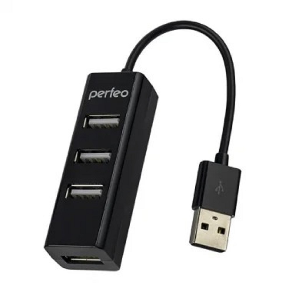 Perfeo Контроллер USB-HUB 4 Port, PF-HYD-6010H Black чёрный