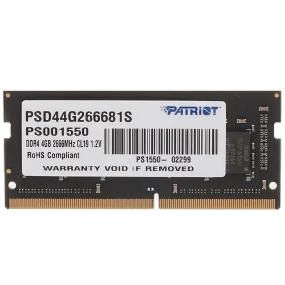Patriot Память SO-DIMM DDR4 4Gb PC21300 2666MHz CL19 1.2V PSD44G266681S