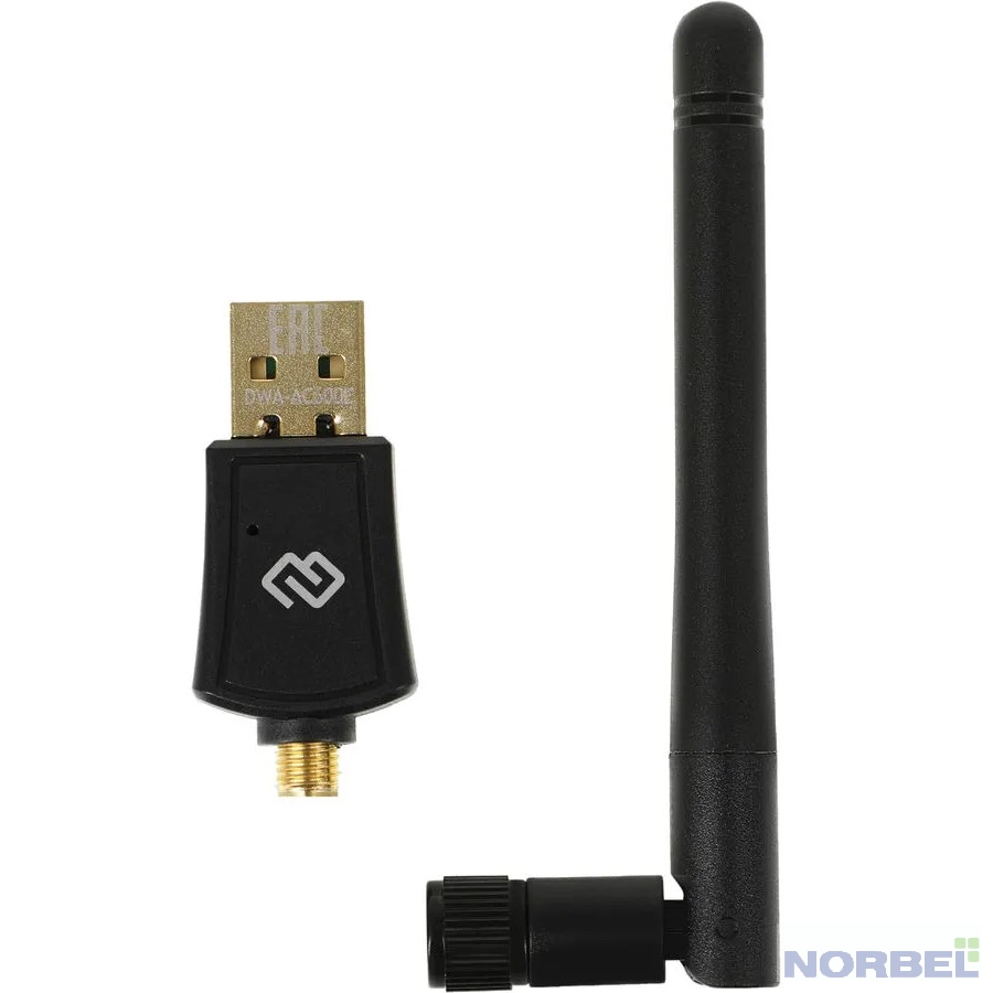 Digma Сетевое оборудование DWA-AC600E Net Adapter WiFi AC600 USB 2.0 ant.ext.rem 1ant. pack:1pcs