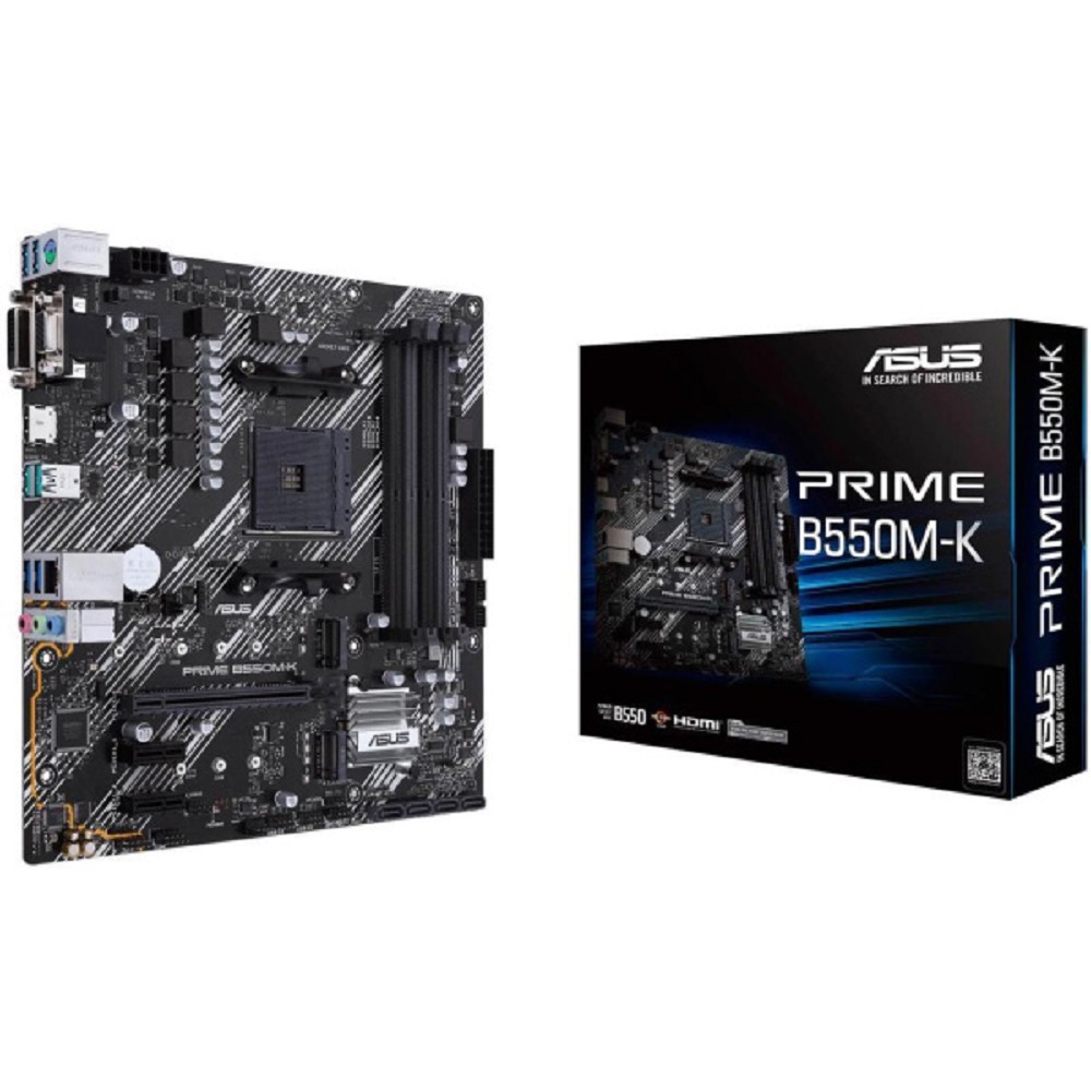 Asus Материнская плата PRIME B550M-K Socket AM4, mATX, 4xDDR4 128GB , VGA DVI HDMI, 1xPCIe 4.0x16 2xPCIe 3.0, 1xLAN, 4xSATA 6Gb s, 2xM.2, 6xUSB 3.2, 1xPS 2