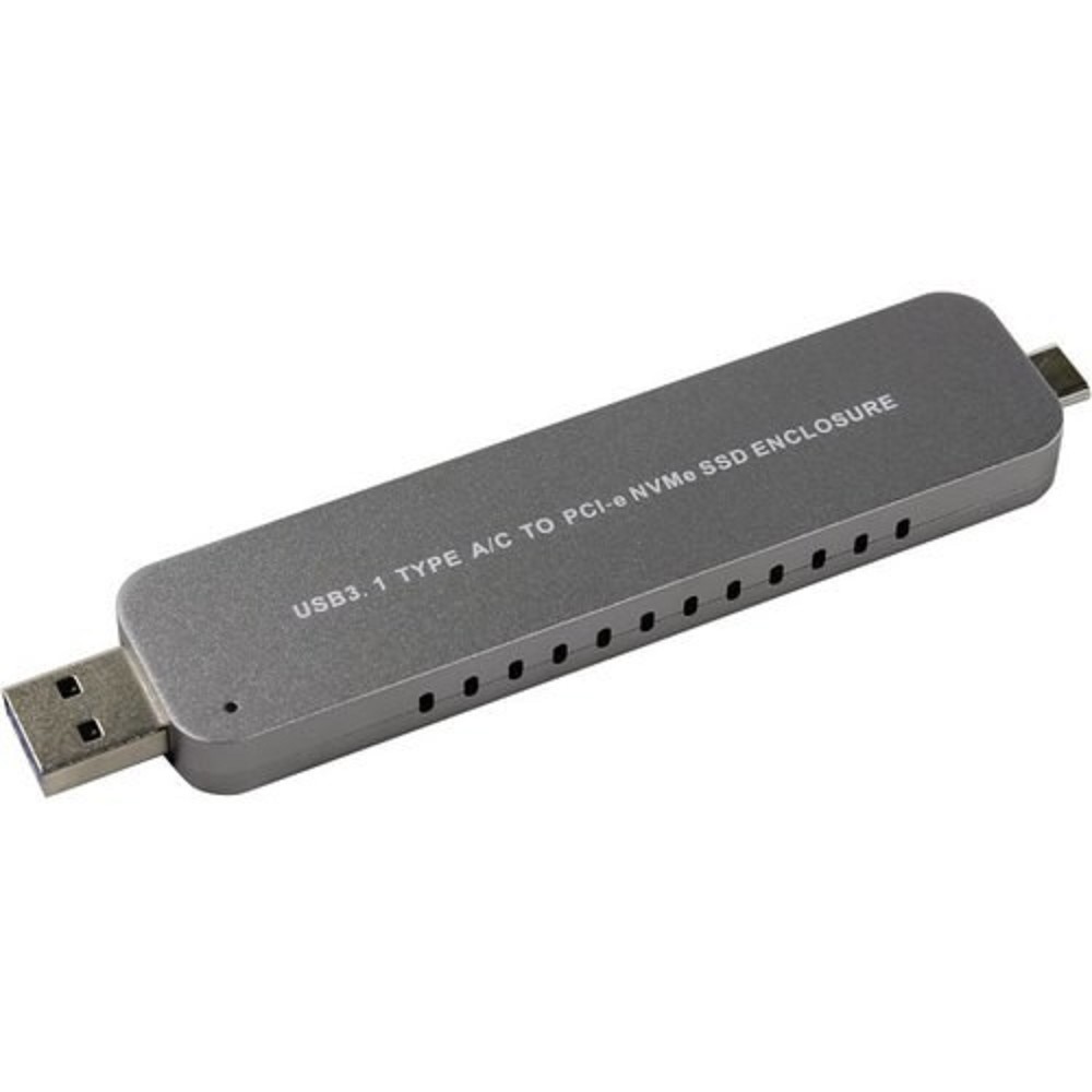 Orient Контейнер для HDD 3552U3, USB 3.1 Gen2 контейнер для SSD M.2 NVMe 2242 2260 2280 M-key, PCIe Gen3x2 JMS583 ,10 GB s, поддержка UAPS,TRIM, разъем USB3.1 Type-A + Type-C, корпус в виде флешки, черный 30902