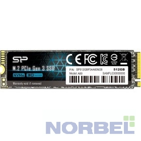 Silicon Power накопитель SSD 512Gb A60 SP512GBP34A60M28, M.2 2280, PCI-E x4, NVMe