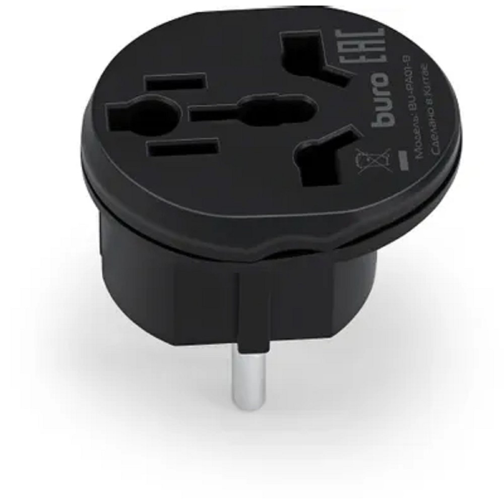 Buro Адаптер-переходник BU-PA01-B 1 розетка черный пакет ПЭ