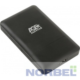 AgeStar Контейнер для HDD 3UBCP3 BLACK USB 3.0 Внешний корпус 2.5" SATAIII HDD SSD USB 3.0, пластик, черный, безвинтовая конструкция