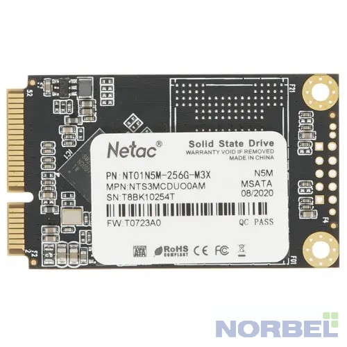 Netac Накопитель SSD mSata N5M 256GB NT01N5M-256G-M3X TLC