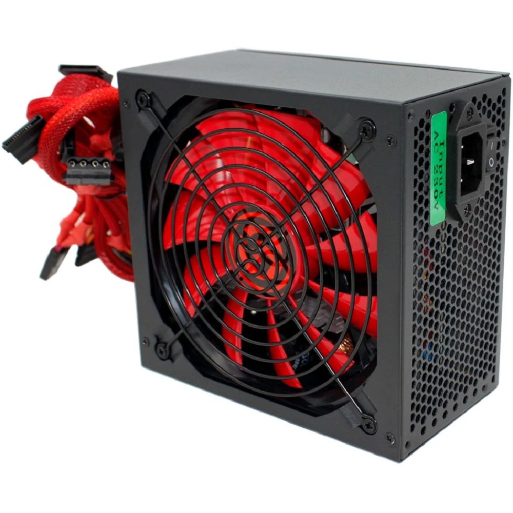 Ginzzu Блок питания PC500 14CM Red 80+ black,APFC,24+4p,2 PCI-E 6+2 , 5 SATA, 4 IDE,оплетка, кабель питания,цветная коробка