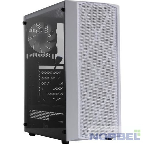 Powercase Корпус CMRMW-L4 Корпус Rhombus X4 White, Tempered Glass, Mesh, 4x 120mm 5-color LED fan, белый, ATX CMRMW-L4