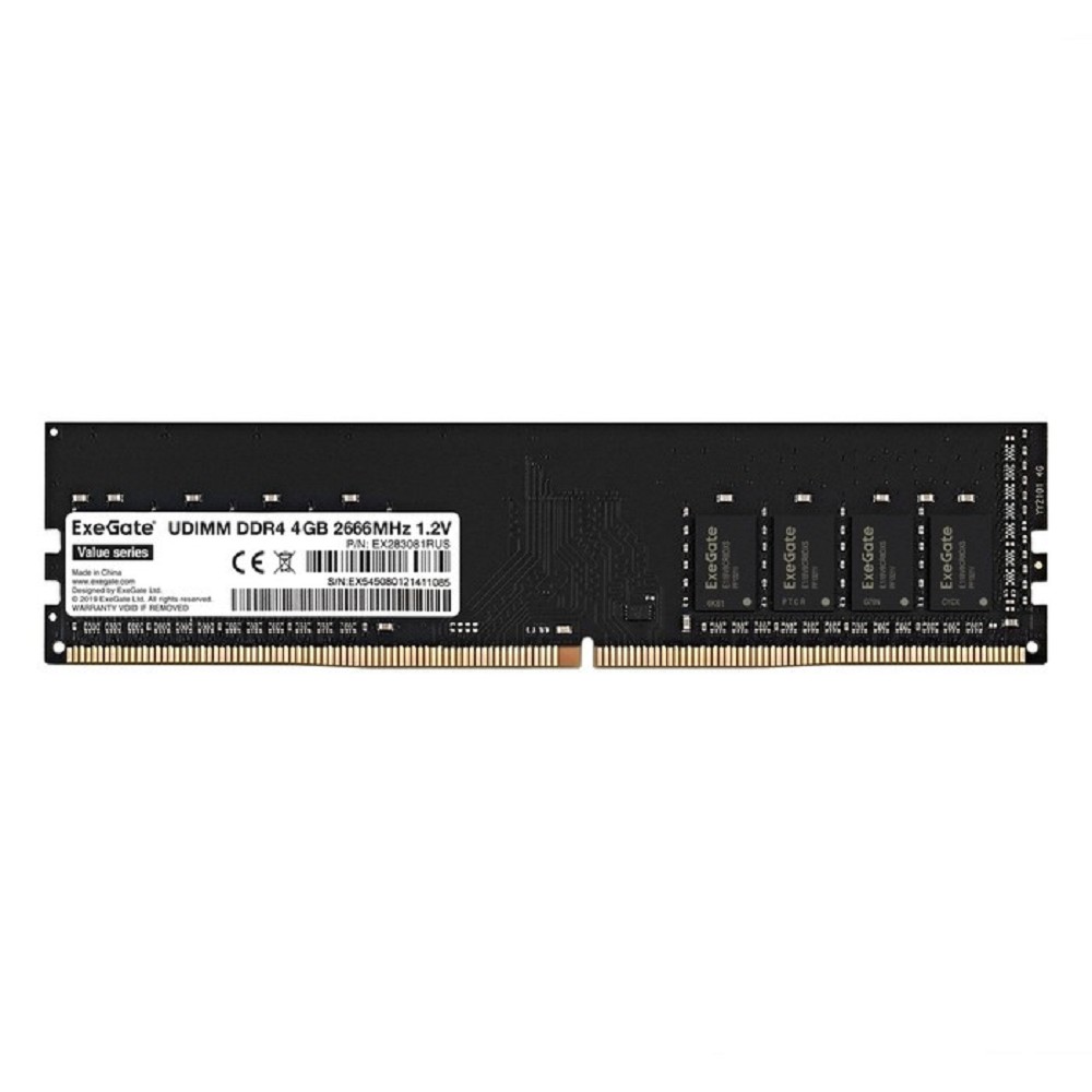 EXEGATE Модуль памяти EX283081RUS Модуль памяти Value DIMM DDR4 4GB <PC4-21300> 2666MHz
