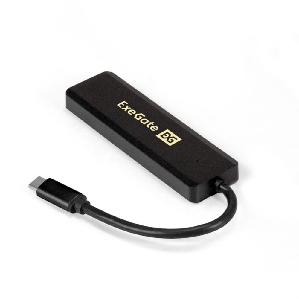 EXEGATE USB-концентраторы EX293986RUS USB-Хаб концентратор DUB-4CP 1 кабель-адаптер USB Type C --> 4xUSB3.0, Plug&Play, черный