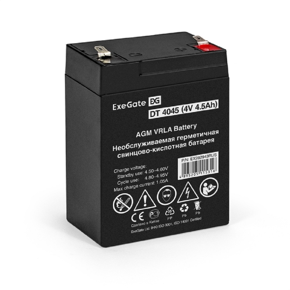 EXEGATE батареи EX282943RUS Аккумуляторная батарея DT 4045 4V 4.5Ah, клеммы F1