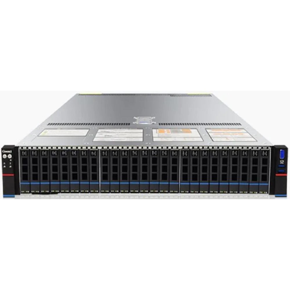 Gooxi Сервер SR201-D25RE-G2 2U, 2x Socket SP5; 24x DDR5; 25x 2.5" SATA SAS; 12Gb s SAS expander; 2x 2.5" rear SAS SATA; 2x 2.5" rear NVMe; 2х M.2 NVMe 2280; 2xPCIe 5.0x16; 4xPCIe 5.0x8; OCP3.0; 2x1GbE i350;