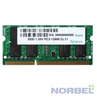 Apacer Модуль памяти DDR3 SODIMM 4GB DV.04G2K.KAM PC3-12800, 1600MHz, 1.35V