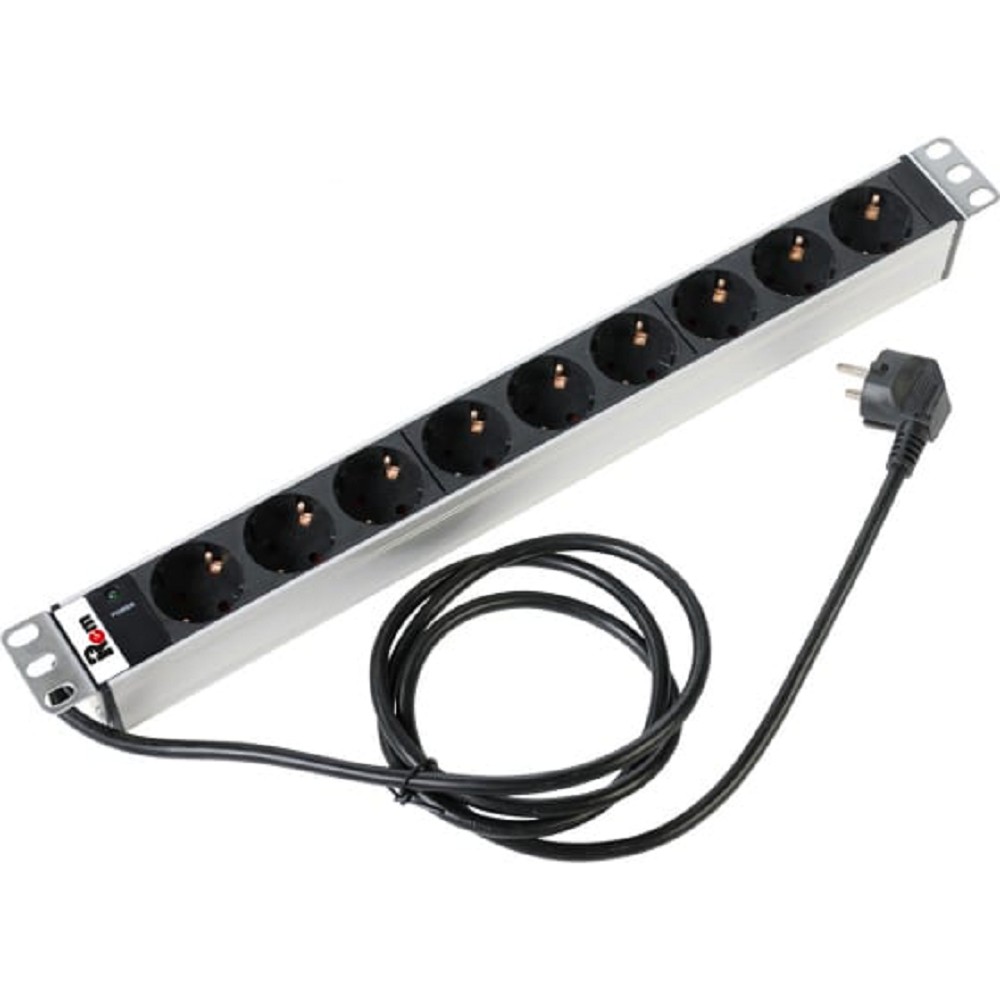 ЦМО Блок розеток REM Блок розеток Rem-16 с инд., 9 Shuko, 16A, алюм., 19", шнур 1,8 м., R-16-9S-I-440-1.8