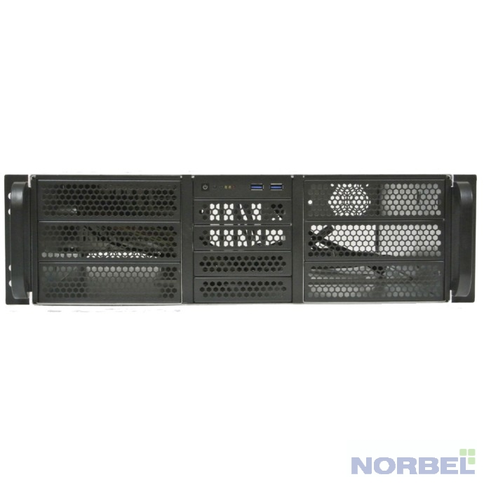 Procase Корпус Корпус 3U server case,6x5.25+4HDD,черный,без блока питания PS 2,mini-redundant,2U-redundant ,глубина 450мм,MB ATX 12"x9.6",4slot