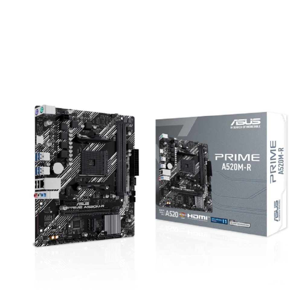 Asus Материнская плата PRIME A520M-R Socket AM4, mATX, 2xDDR4 64GB , HDMI 2.1, 1xPCIe 3.0x16 1xPCIe 3.0, 1xLAN, 4xSATA 6Gb s, 1xM.2, 4xUSB 3.2, 2xUSB 2.0, 2xPS 2