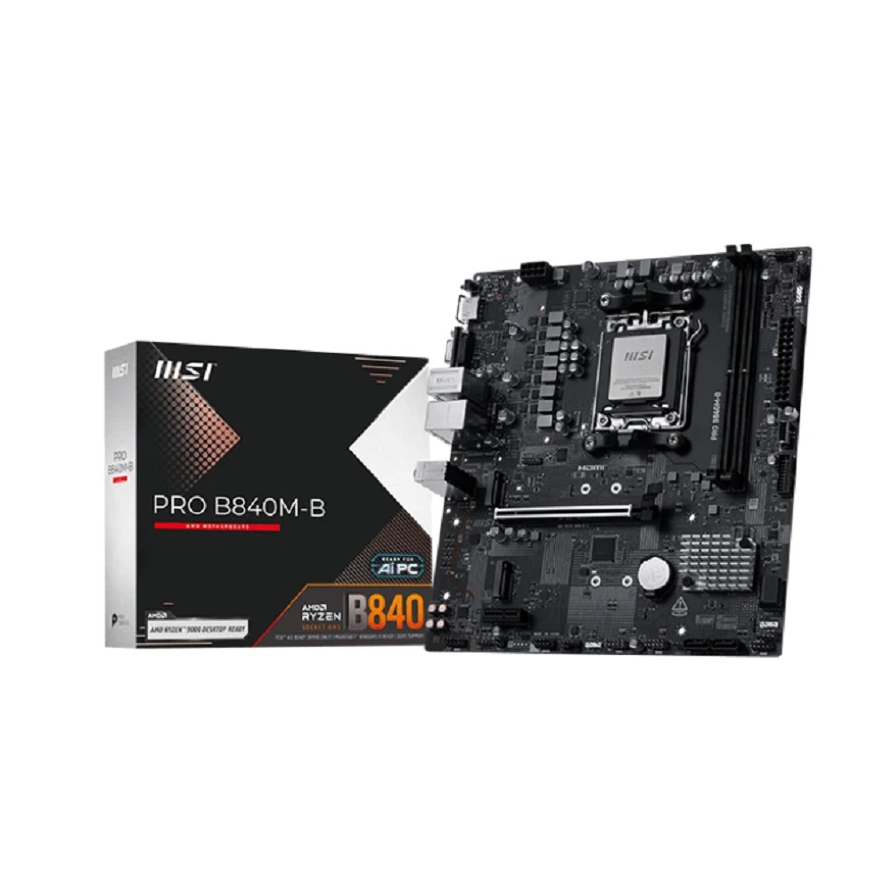MicroStar Материнская плата MSI PRO B840M-B SocketAM5 AMD B840 2xDDR5 ATX AC 97 8ch 7.1 2.5Gg RAID+VGA+HDMI