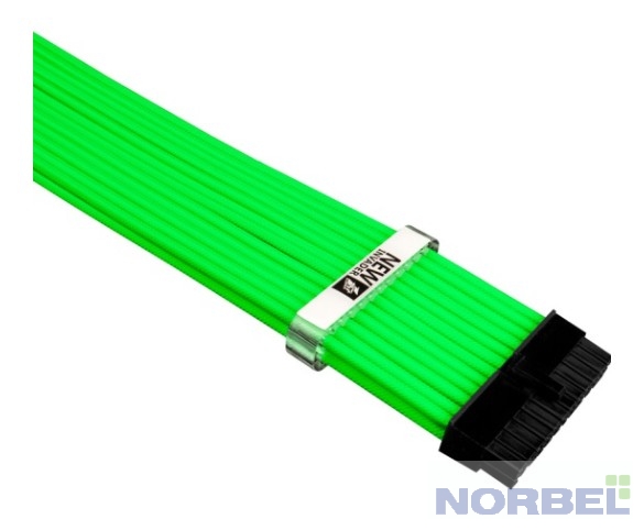 1STPLAYER Блок питания NGE-001 Комплект кабелей-удлинителей для БП 1x24pin ATX, 2xP8 4+4 pin EPS, 2xP8 6+2 pin PCI-E premium nylon 350mm NEON GREEN