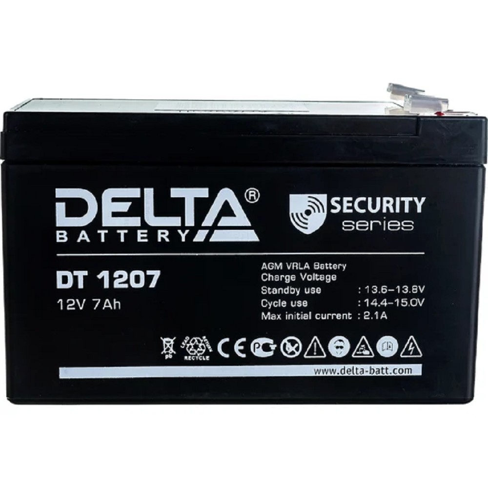 Delta батареи DT 1207 7 А ч, 12В свинцово- кислотный аккумулятор