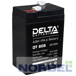 Delta батареи DT 606 6 А ч, 6В свинцово- кислотный аккумулятор