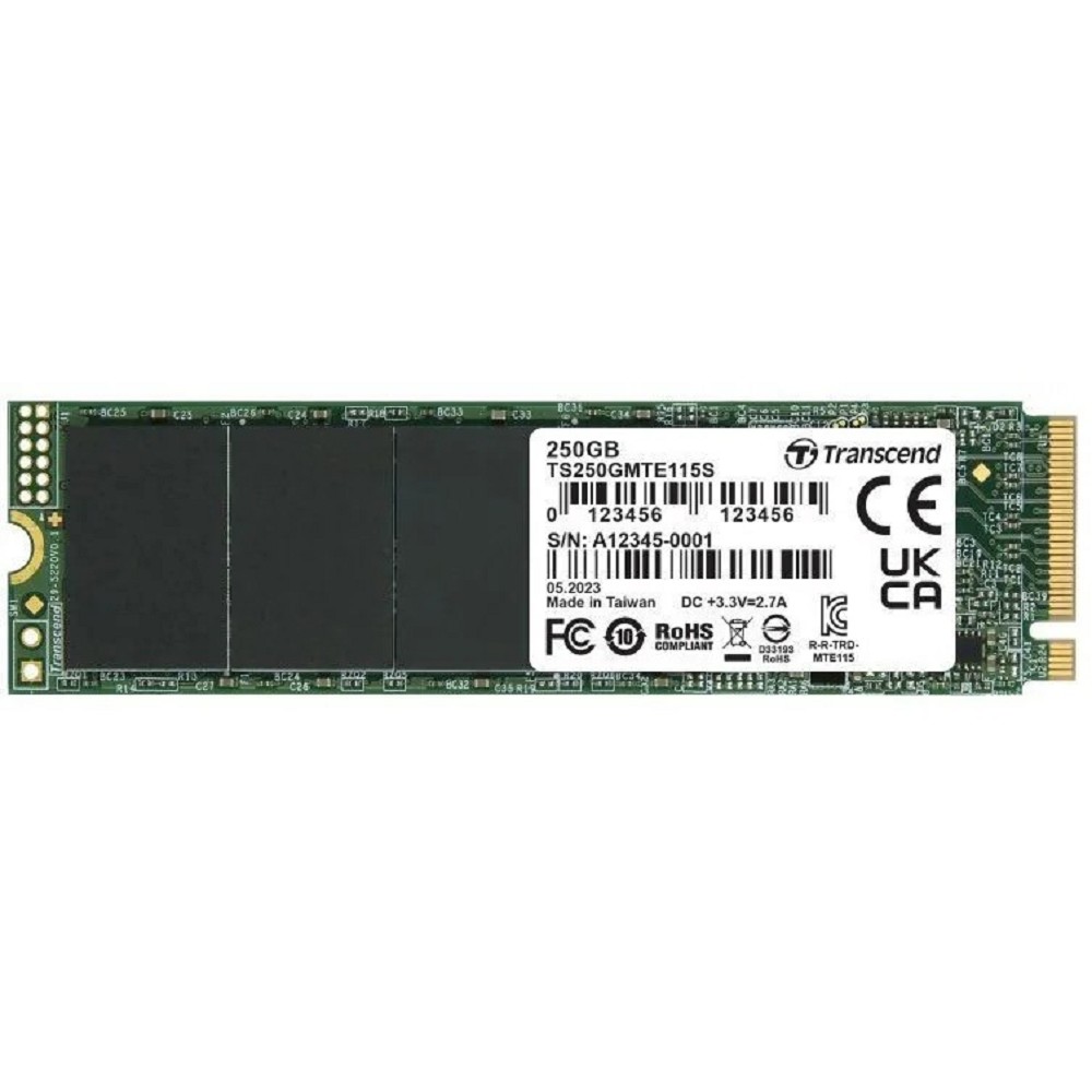 Transcend Накопитель SSD PCI-E 3.0 x4 250Gb TS250GMTE115S 115S M.2 2280 0.2 DWPD