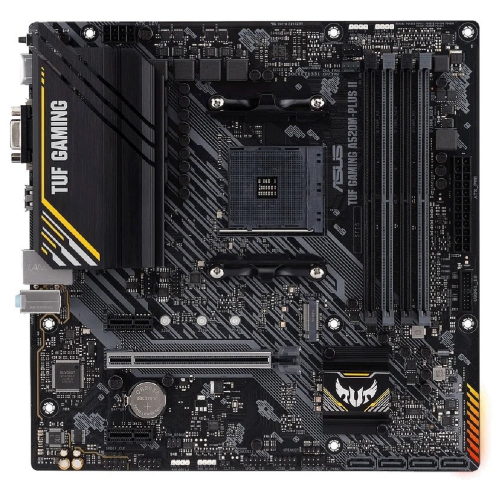 Asus Материнская плата TUF GAMING A520M-PLUS II Soc-AM4 AMD A520 4xDDR4 mATX AC 97 8ch 7.1 GbLAN RAID+VGA+HDMI+DP