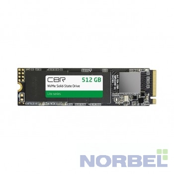 Cbr накопитель SSD-512GB-M.2-LT22, Внутренний SSD-накопитель, серия "Lite", 512 GB, M.2 2280, PCIe 3.0 x4, NVMe 1.3, SM2263XT, 3D TLC NAND, R W speed up to 2100 1600 MB s, TBW TB 256