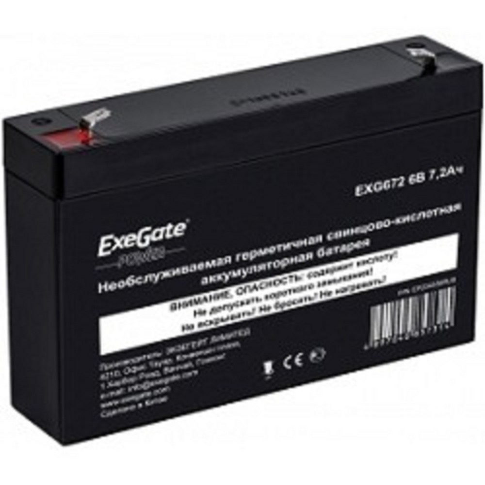EXEGATE батареи EP234536RUS Аккумуляторная батарея EXG672 GP 672, 6В 7.2Ач, клеммы F1